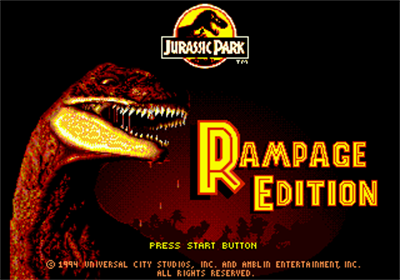 Jurassic Park: Rampage Edition - Screenshot - Game Title Image