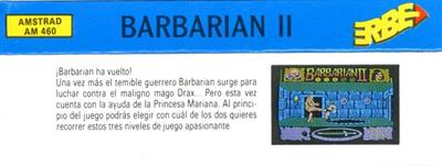 Barbarian II - Box - Back Image