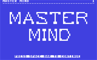 Master Mind (Commodore Educational Software) - Screenshot - Game Title Image