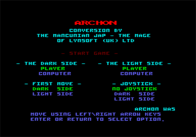 Archon: The Light and the Dark - Screenshot - Game Select Image