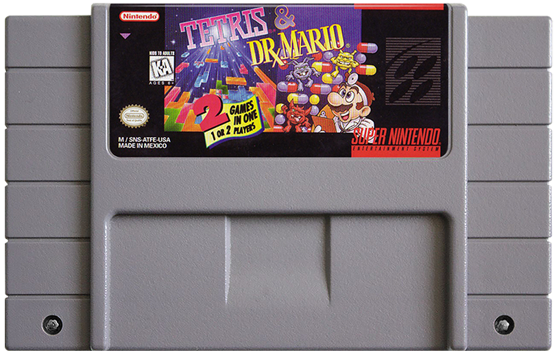 Tetris & Dr. Mario Game Only Super Nintendo SNES 2 games in one 1 or 2  players