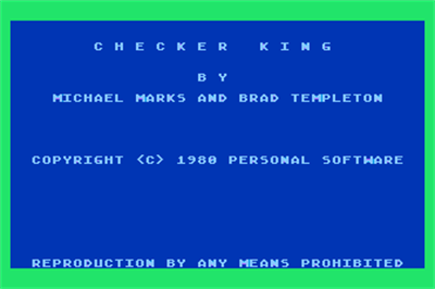 Checker King (Personal Software) - Screenshot - Game Title Image