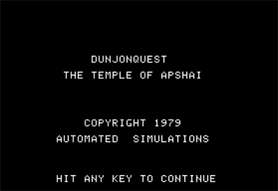 Temple of Apshai - Screenshot - Game Title Image