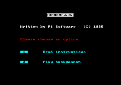 Backgammon (CP Software) - Screenshot - Game Select Image