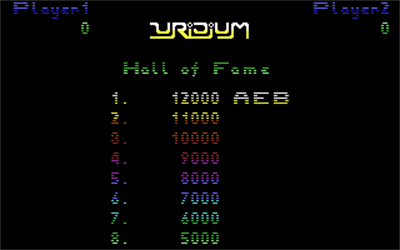 Uridium - Screenshot - High Scores Image