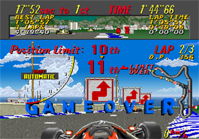 Super Monaco GP - Screenshot - Game Over Image