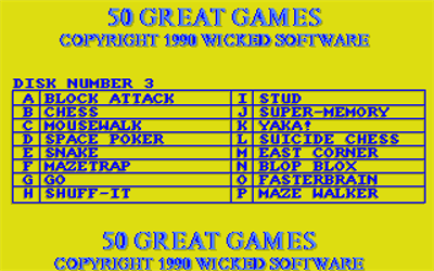 50 Great Games - Screenshot - Game Select Image
