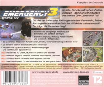 Emergency 3 - Box - Back Image