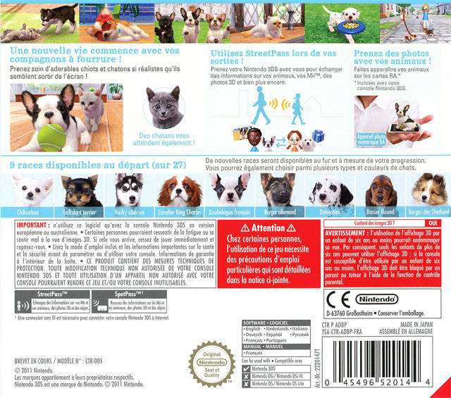 Nintendogs + Cats: French Bulldog & New Friends Details - LaunchBox Games Database