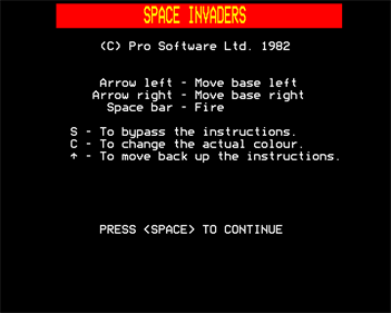 Space Invaders (Pro Software) - Screenshot - Game Title Image