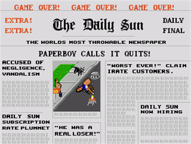 Paperboy - Screenshot - Game Over Image