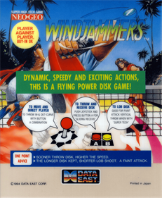 Windjammers - Arcade - Controls Information Image