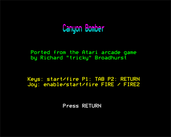 Canyon Bomber - Screenshot - Game Title Image