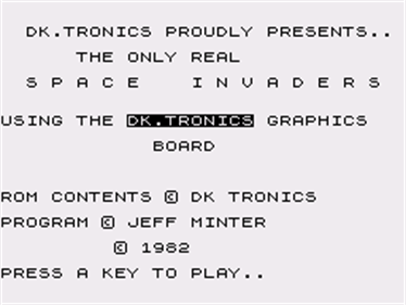 Space Invaders (dk'tronics) - Screenshot - Game Title Image