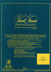 Trivial Pursuit: The Computer Game: Amstrad CPC Genus Edition - Box - Back Image
