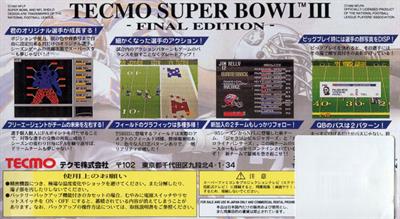 Tecmo Super Bowl III: Final Edition - Box - Back Image