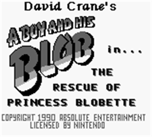 David Crane's The Rescue of Princess Blobette Starring A Boy and his Blob - Screenshot - Game Title Image