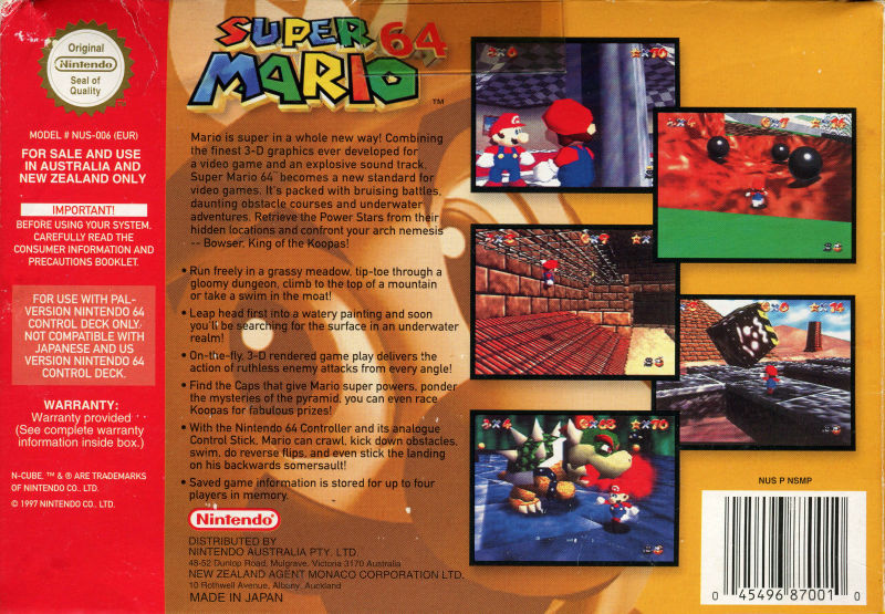 Super Mario 64 Nintendo 64 box art
