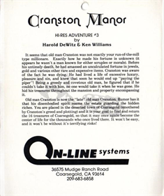 Cranston Manor - Box - Back Image