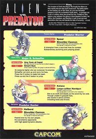 Alien vs. Predator - Arcade - Controls Information Image