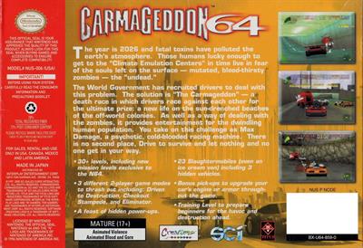 Carmageddon 64 - Box - Back Image