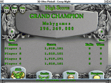 3-D Ultra Pinball: Creep Night - Screenshot - High Scores Image