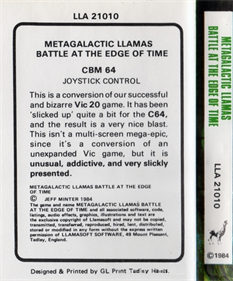 Metagalactic Llamas: Battle at the Edge of Time - Box - Back Image