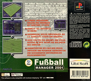 Alex Ferguson's Player Manager 2001 - Box - Back Image