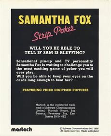 Samantha Fox Strip Poker - Box - Back Image
