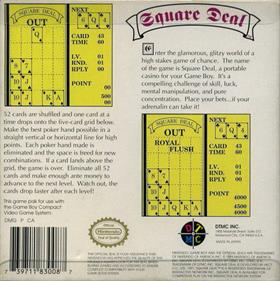 Square Deal: The Game of Two-Dimensional Poker - Box - Back Image