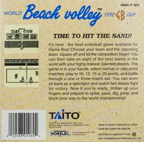World Beach Volley: 1992 GB Cup - Box - Back Image