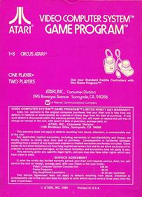 Circus Atari - Box - Back Image