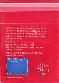 Circus Atari - Box - Back Image