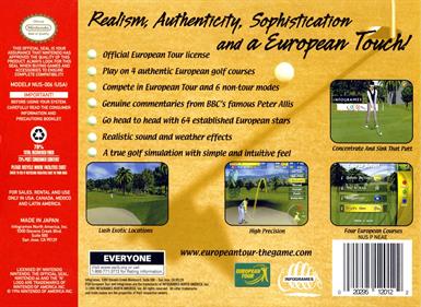 PGA European Tour - Box - Back Image