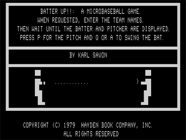 Batter Up!!: A Microbaseball Game - Screenshot - Game Title Image