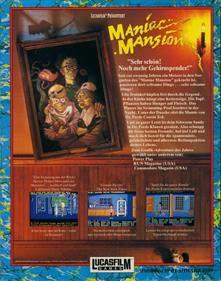 Maniac Mansion - Box - Back Image