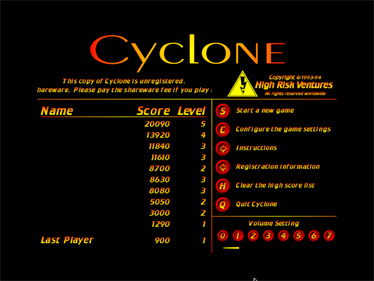 Cyclone - Screenshot - Game Title Image