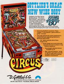 Circus (Gottlieb) - Advertisement Flyer - Back Image