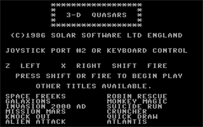 3D Quasars - Screenshot - Game Title Image