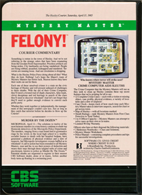 Mystery Master: Felony! - Box - Back Image