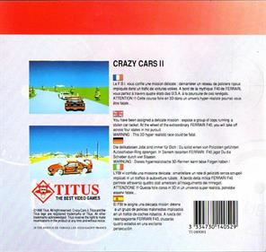 Crazy Cars II - Box - Back Image