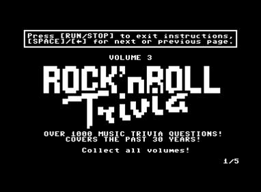Rock 'n Roll Trivia: Volume 3 - Screenshot - Game Title Image