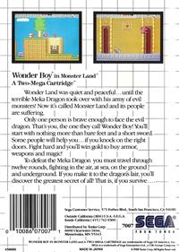 Wonder Boy in Monster Land - Box - Back Image