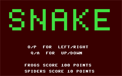 Snake (Phoenix Publishing Associates) - Screenshot - Game Title Image