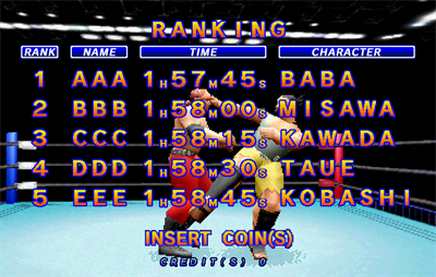 Zen Nippon Pro-Wrestling Featuring Virtua - Screenshot - High Scores Image