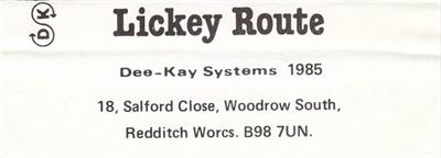 Lickey Route - Box - Back Image
