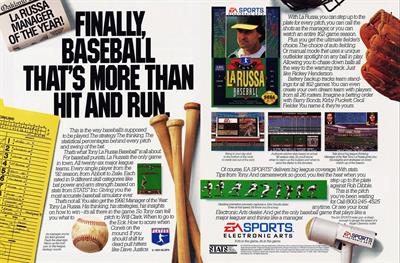Tony La Russa Baseball - Advertisement Flyer - Front Image