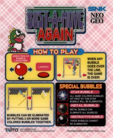 Bust-A-Move Again - Arcade - Controls Information Image