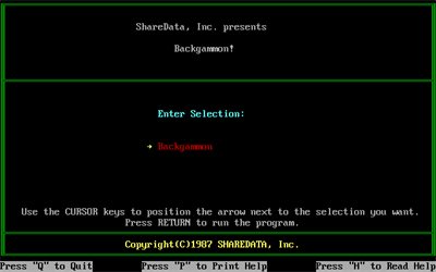 Backgammon (1986) - Screenshot - Game Title Image