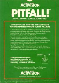 Pitfall! - Box - Back Image